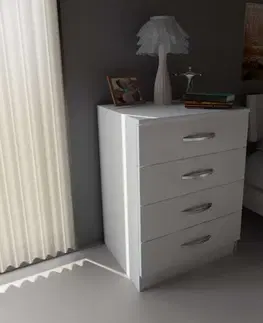Komody a skrinky VIDA K4D šuplíková komoda, biela