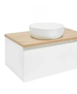 Kúpeľňový nábytok Kúpeľňová skrinka s krycou doskou SAT B-WAY 79x30x45 cm biela lesk BWAY80WDOAK BWAY80WDOAK