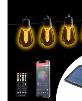 LED osvetlenie  LED stmievateľný solárny reťaz 25xLED/1,5W/3,7/5V 2200 mAh 15 m IP65 čierna + diaľkové ovládanie 11744