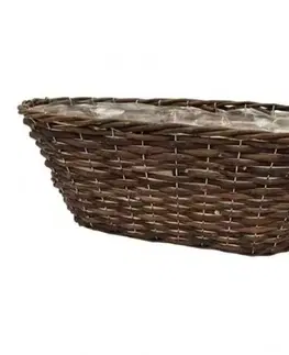 Kvetináče a truhlíky Kinekus Dekorácia, obal na kvetináč, hnedý, prútie, 49x20x18 cm, oválny