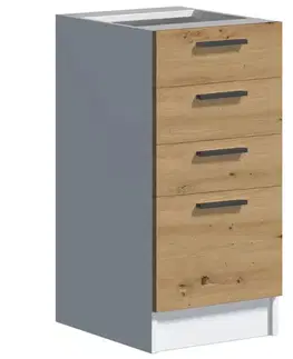Kuchynské skrinky stojace Kuchynská skrinka Economic D40 4SZ biela/artisan