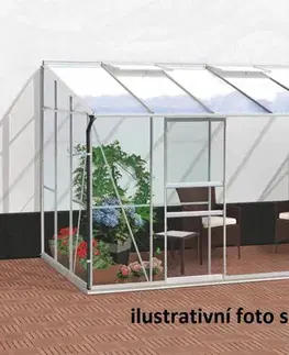Skleníky Skleník k stene IDA 7800 polykarbonát strieborný Dekorhome