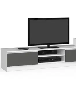 TV stolíky Dizajnový TV stolík ROMANA160, biely / grafit