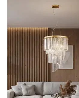 Svietidlá Ideal Lux - Krištáľový luster na lanku CARLTON 12xE14/40W/230V pr. 50 cm zlatá 213521