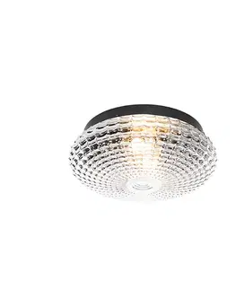 Stropné osvetlenie Klasické stropné svietidlo čierne s dymovým sklom 30 cm IP44 - Nohmi