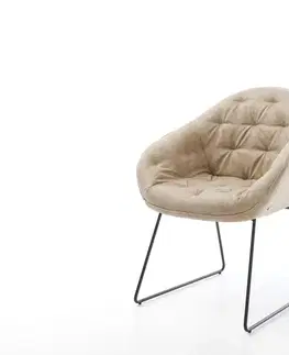 Jedálenské stoličky DELIFE Jedálenská stolička Gaio-Flex mikrovlákno béžová vintage tenká podstava čierna