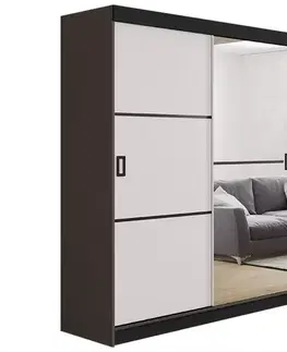 Spálňové šatníkové skrine Skriňa Retro 138 2L grafit/ Dvierka biely