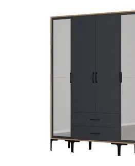 Šatňové skrine Šatníková skriňa Kumsal RTR - Walnut, Anthracite