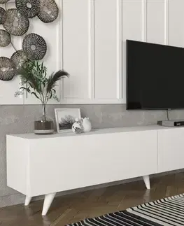 TV stolíky LEYNA V2 TV stolík na nožičkách, biely