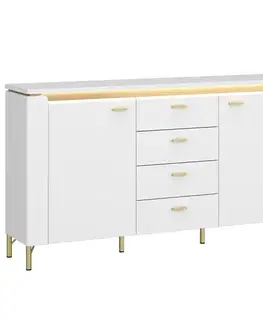 Komody do spálne Komoda Lazio LAZK02 U008/U080 2D4S biela/biela alpský