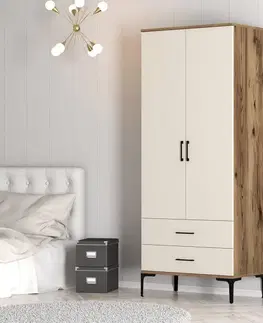 Šatňové skrine Šatníková skriňa Kumsal T - Walnut, Cream