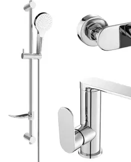 Kúpeľňové batérie MEXEN/S - Milo DF05 SET umývadlová batéria + sprchová s príslušenstvom, chróm 713054DF05-00