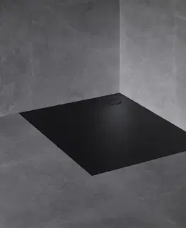 Vane OMNIRES - STONE obdĺžniková sprchová vanička s kamennou štruktúrou, 90 x 100 cm čierna mat /BLM/ STONE90/100BL