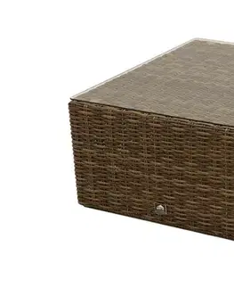 Stolčeky DEOKORK Ratanové stolík/taburet 73 x 73 cm BORNEO LUXURY (hnedá)