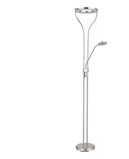 Lampy Globo 59038ND - LED stmievateľná stojacia lampa EBRO 20W/230V + 4W matný chróm 59038ND