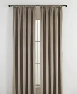 Závesy MKLozkoviny.sk Zamatové zatemňovacie závesy Cesar cappuccino - 140 x 180 cm (2ks) - riasiaca stuha