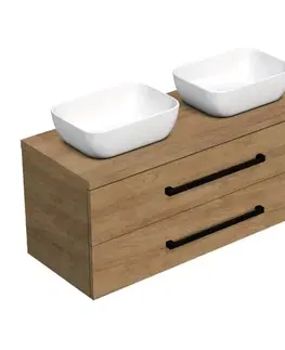 Kúpeľňový nábytok Kúpeľňová skrinka s čiernou úchytkou a krycou doskou SAT Cube Way 120x47,5x46 cm dub Hickory mat CUBE46C1203DH45 CUBE46C1203DH45