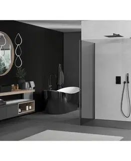 Sprchové dvere MEXEN/S - Kyoto Sprchová zástena WALK-IN 90 x 75, transparent, grafit metal 800-090-212-95-00-075