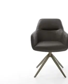 Jedálenské stoličky DELIFE Otočná jedálenská stolička Pejo-Flex mikrovlákno antracit vintage krížová podstava široká titanový efekt 360° otočná hojdacia funkcia vrecková pružina