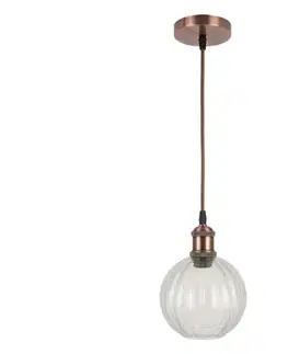 Svietidlá BRILAGI - LED luster na lanku RETRO GLASS 1xE27/60W/230V pr. 18 cm medený/číry NSTK7485+AI0179