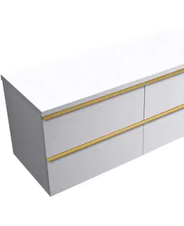Kúpeľňový nábytok CERANO - Koupelnová skříňka Velora - bílá matná, úchytka zlatá + deska pod umyvadlo Navira Pro - 36 mm - 120x56,6x46,5  CER-668696
