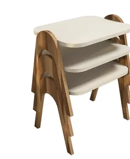 Konferenčné stolíky Odkladací stolík Paris Cream, 3 ks