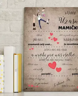 Tabuľky s venovaním (darčeky) Darčeky pre mamku - Poďakovanie za lásku a starostlivosť - obraz na stenu