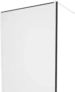 Sprchové dvere MEXEN/S - KIOTO Sprchová zástena WALK-IN 80 x 200, transparent/čierny vzor 8 mm, biela 800-080-101-20-70