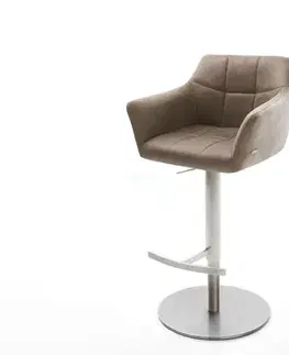 Barové stoličky DELIFE Barová stolička Yulo-Flex vintage taupe otočná výškovo nastaviteľná nerezová oceľ