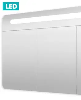 Kúpeľňové zrkadlá Naturel - Zrkadlová skriňa 120 cm, 3 dvere, LED osvetlenie, zásuvka + vypínač, IP44 GALPIR120LED GALPIR120LED