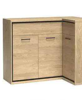Komody do spálne Komoda Rohová M15 Mediolan Natural Hikora