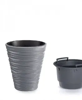 Kvetináče a truhlíky NABBI DBSA300 plastový kvetináč 29,5 cm sivý kameň