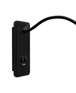Svietidlá  LED flexibilná nástenná lampička s USB BASE LED/8W+LED/2W/230V čierna ML63500