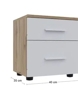 Nočné stolíky NABBI Melato nočný stolík dub tahoe / biela