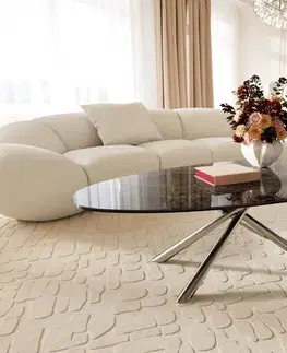 Konferenčné stolíky DELIFE Konferenčný stolík Edge oválny 140x75 cm keramika Laminam® Emperador Extra Lucidato tmavohnedá Sarity nerezová oceľ kefovaná