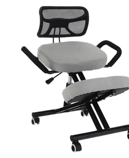 Jedálenské stoličky KONDELA Rufus ergonomická kľakačka na kolieskach sivohnedá (taupe) / čierna