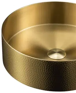 Umývadlá SAPHO - AURUM nerezové umývadlo na dosku, priemer 38cm, vrátane odtoku, tepané, zlato mat AU201-T