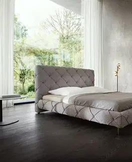 Čalúnené postele DELIFE Čalúnená posteľ Nayara 180x200 cm bouclé strieborno sivá