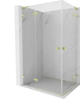 Sprchovacie kúty MEXEN/S - Lunar L Duo sprchovací kút dvere krídlové 115 x 100, transparent, zlato kartáčovaná 834L-115L-100P-55-00