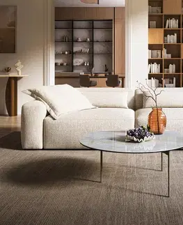 Konferenčné stolíky DELIFE Konferenčný stolík Edge okrúhly 90×90 cm keramika Onyx Pearl Trive kov efektový povrch titánová