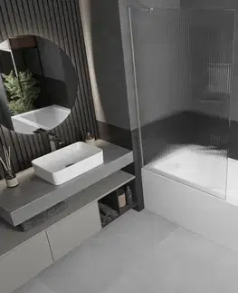 Sprchové dvere MEXEN/S - Next vaňová zástena FIX 100 x 150, prúžky, nikel kartáčovaná 895-100-000-00-09-97