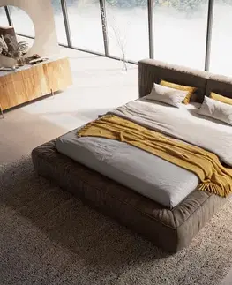 Čalúnené postele DELIFE Čalúnená posteľ Coperti 180x200 cm mikrovlákno taupe vintage