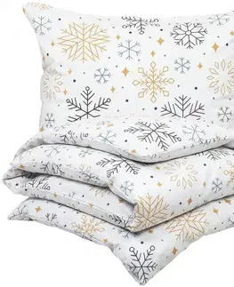 Obliečky 4Home Flanelové obliečky Frosty snowflakes, 140 x 220 cm, 70 x 90 cm
