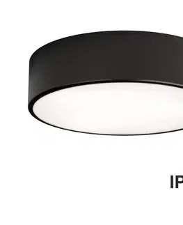 Svietidlá  Kúpeľňové stropné svietidlo CLEO so snímačom, 2×E27, 24 W, 230 V, priemer 30 cm, čierne, IP54 5907623600110