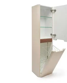 Kúpeľňový nábytok Kúpeľňová skrinka vysoká s košom na bielizeň SAT Fusion 40x149x33 cm pieskovo béžová mat SATFUSIONV40BEK SATFUSIONV40BEK