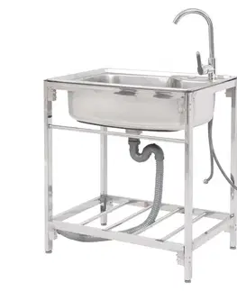 Kuchynské drezy KONDELA Inox New nerezový kuchynský drez 68x44 cm strieborná