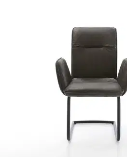Jedálenské stoličky DELIFE Jedálenská stolička Vinja-Flex mikrovlákno antracit vintage jedálenská stolička okrúhla čierna