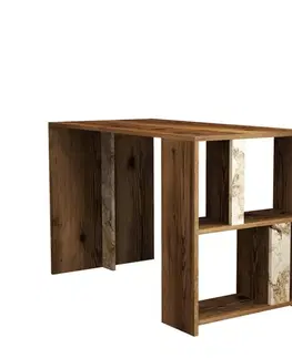 Písacie stoly Písací stôl Lima - Walnut, White Marble