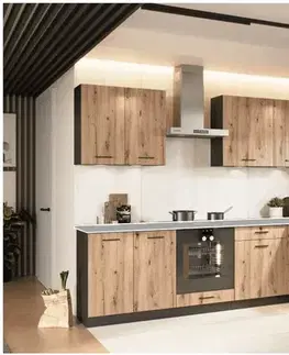 Kompletné kuchynské zostavy Artstolk Rohová kuchynská linka ANIKA C | 200-260 cm dub artisan/grafit Prevedenie: bez pracovnej dosky