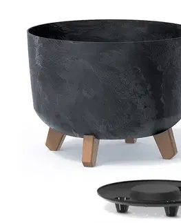 Kvetináče a truhlíky NABBI DGRL300E plastový kvetináč na nožičkách 29 cm antracit